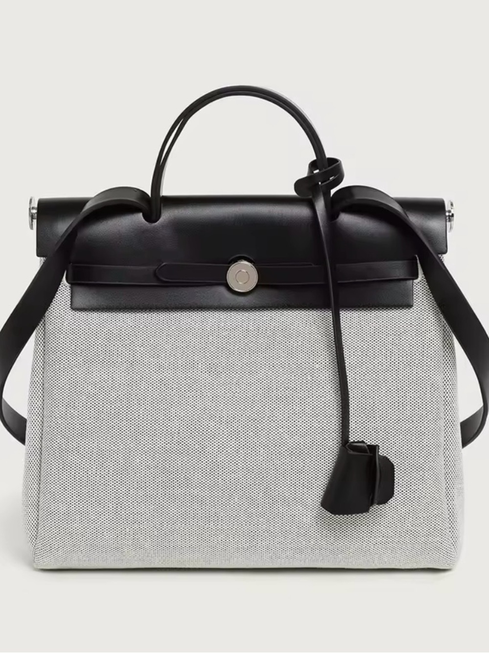 Black & Ecru Canvas Crossbody/Satchel Handbag